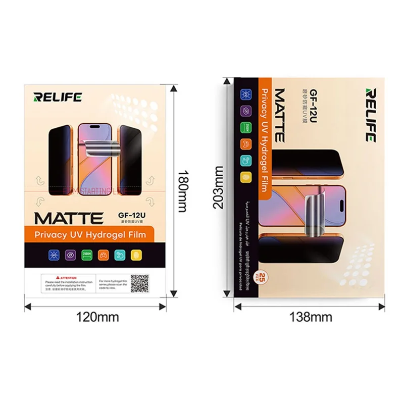 RELIFE GF-12U 25 Unidades Película Mate de Privacidad UV Protector de Pantalla PET para Dispositivos de 7 Pulgadas