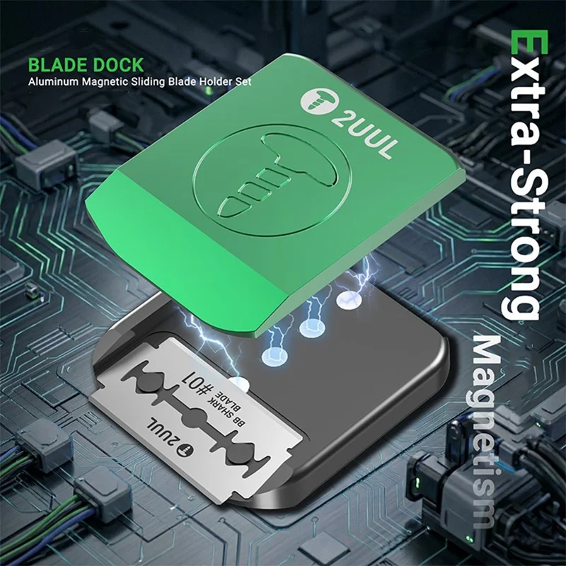 2UUL BL05 Blade Dock Aluminum Magnetic Sliding Blade Holder Set with 10Pcs Blades