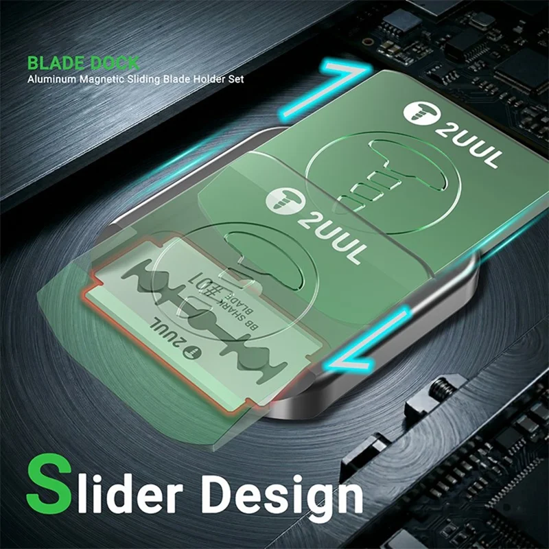 2UUL BL05 Blade Dock Aluminum Magnetic Sliding Blade Holder Set with 10Pcs Blades