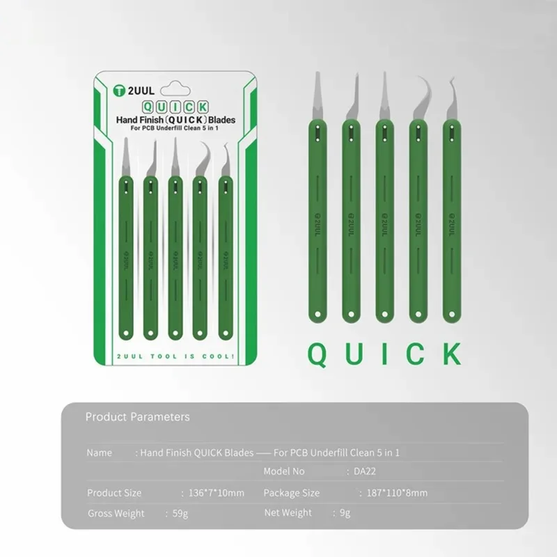 2UUL DA22 5Pcs Hand Finish QUICK Blade Set for PCB Underfill Glue Removal