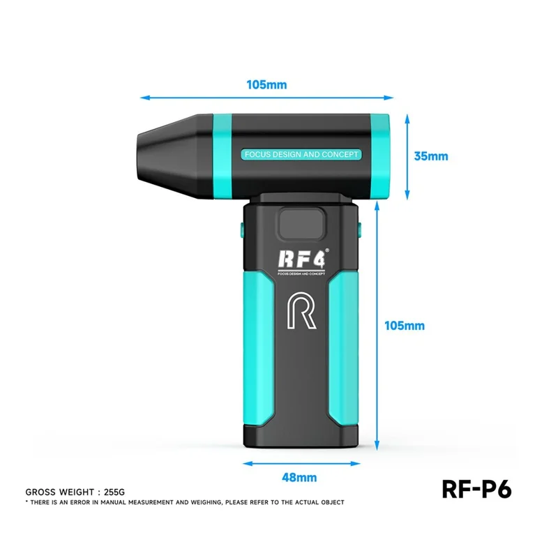 RF4 RF-P6 Portable Rechargeable Dust Removal Fan 6000mAh 42m / s Fan with LED Night Light