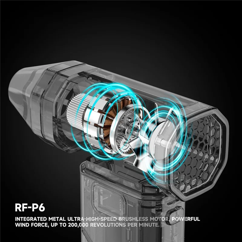 RF4 RF-P6 Portable Rechargeable Dust Removal Fan 6000mAh 42m / s Fan with LED Night Light