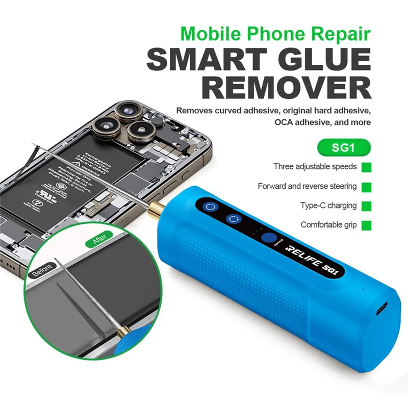 RELIFE SG1 Smart Glue Remover 3-Speed Adjustable Forward Reverse Type-C Charging for Screen Repair