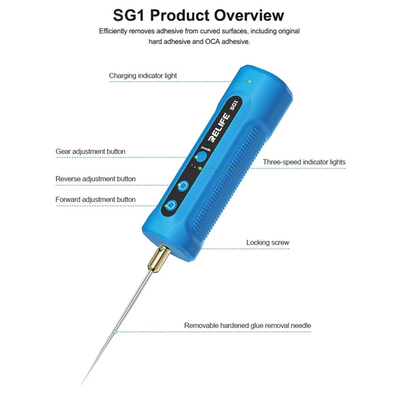RELIFE SG1 Smart Glue Remover 3-Speed Adjustable Forward Reverse Type-C Charging for Screen Repair