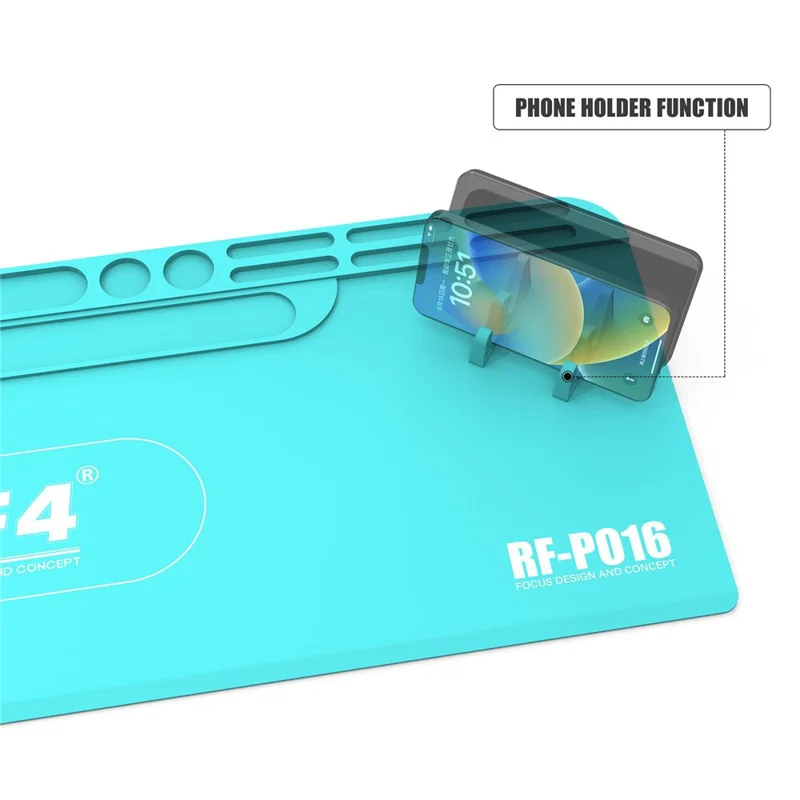 RF4 RF-PO16 Silikon-Wartungsmatte, hitzebeständige Matte mit Ablagefach für die Reparatur und zum Löten