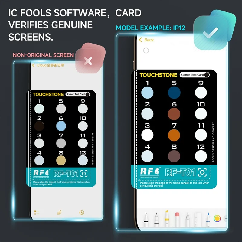 Cartão de Teste de Ecrã RF4 RF-T01 para Ferramenta de Teste sem Desmontagem de Ecrãs Apple FOG