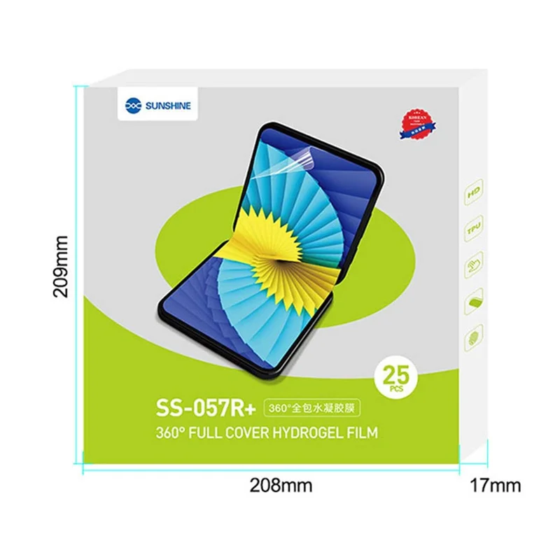 SUNSHINE SS-057R+ 25PCS Full Cover Hydrogel Film TPU Self-Healing HD Transparent for Film Cutting Machine