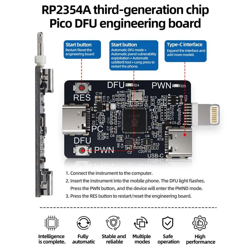 SUNSHINE RP2354A Pico DFU Engineering Board Repair Tool for iPhone XR to 11 Pro Max