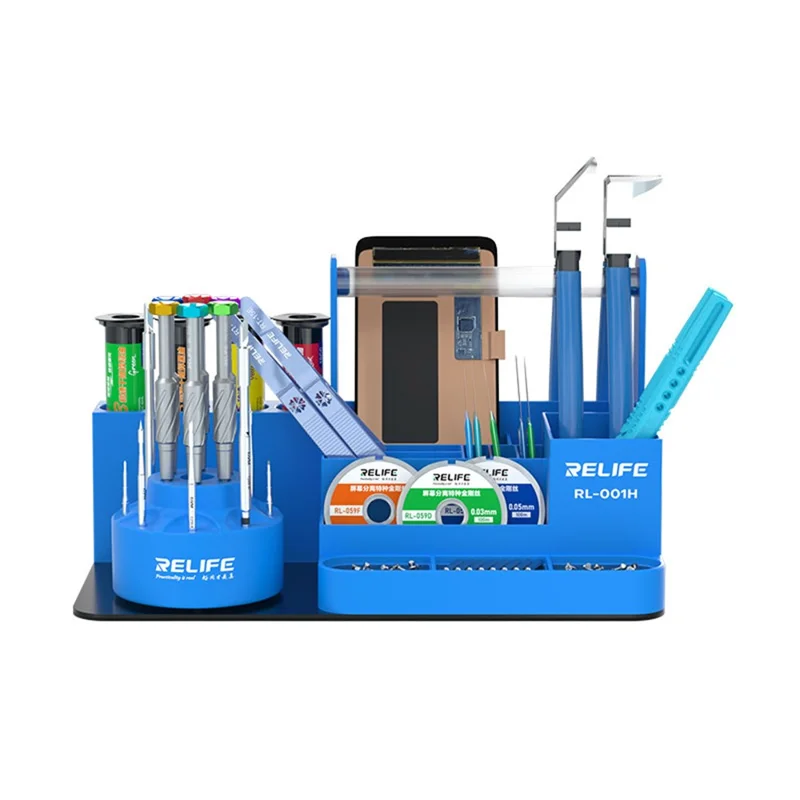 RELIFE RL-001H Rotating Storage Rack 360° Rotation Organizer for Electronics Repair - Blue