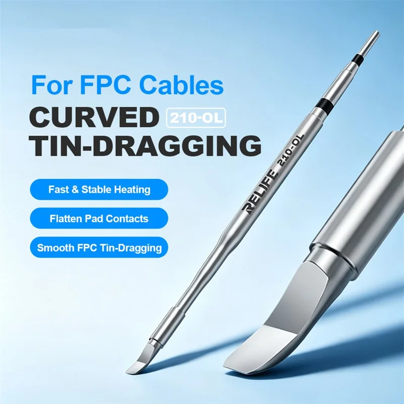 RELIFE 210-OL Curved Soldering Tip Multi-Layer Plated Fast Heating for FPC Cable Repair