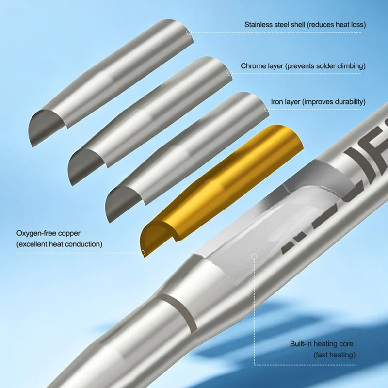 RELIFE 210-OL Curved Soldering Tip Multi-Layer Plated Fast Heating for FPC Cable Repair