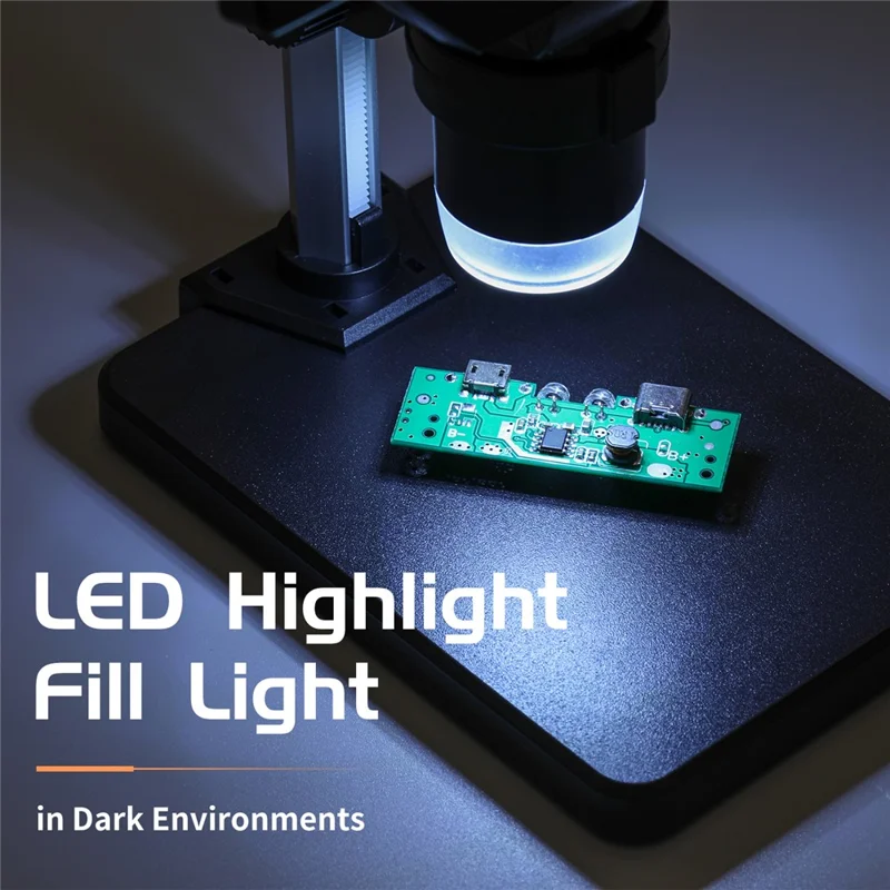 G5 5.5 inch HD Digital Microscope 10MP 1-1000x Magnification 8 LED Lights with Built-In Lithium Battery - Black