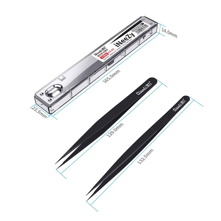 QIANLI INEEZY FX-03 0.15mm Fine Type Hand-polished Non-magnetic Precision Stainless Steel Tweezers for Jump Wire