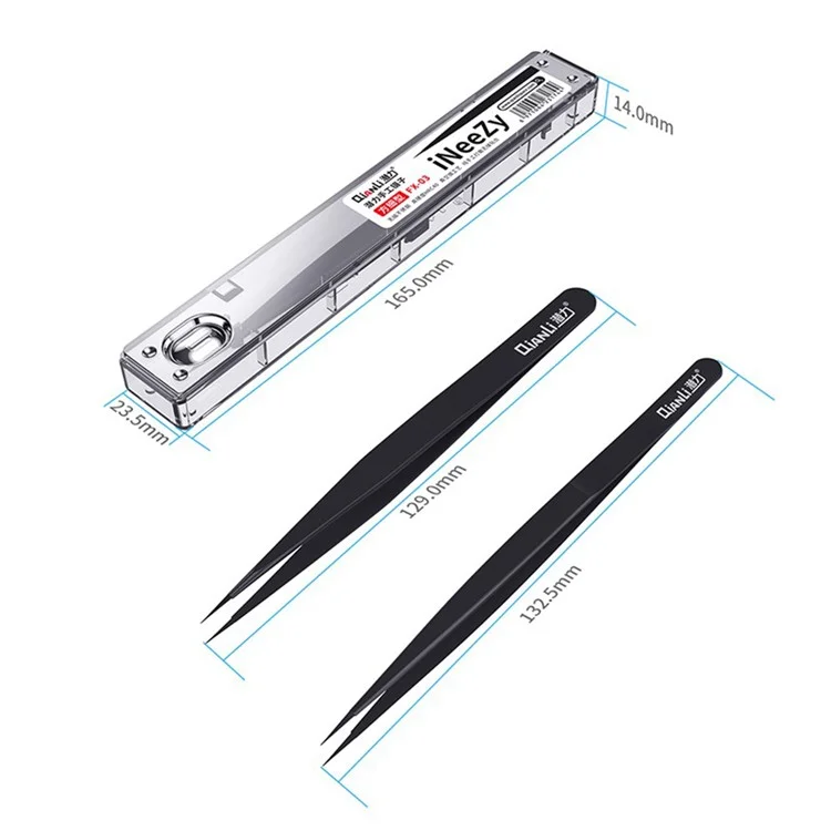 QIANLI INEEZY FX-04 0,15 mm Type Large Main-d'œuvre Non Magnétique Acier Inoxydable de Précision Polis à la Main Pinces