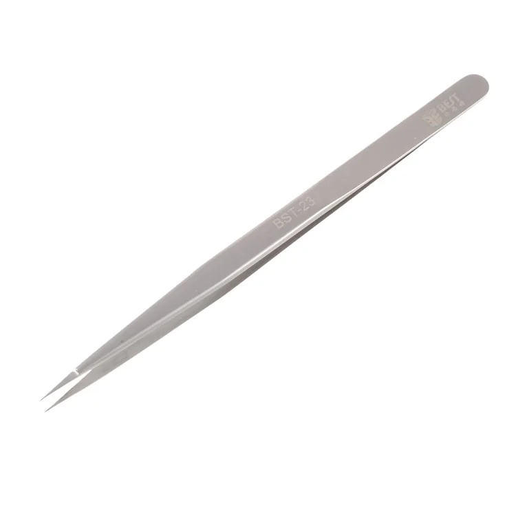 BEST BST-23 Stainless Steel Straight Tip Jump Wire Tweezers for Mobile Phone Motherboard Repair