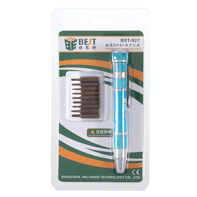 BEST BST-927 9 in 1 S2 Precision Magnetic Aluminum Alloy Handle Pen Screwdriver Bit Set