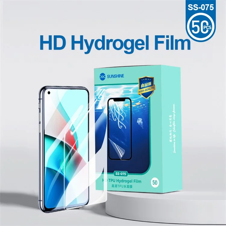 Sunshine SS-075 50pcs / Pack 4k Película Protectora De Hidrogel Flexible Ultra Claro Para Máquina De Corte SS-890, Película Protectora Del Teléfono / Trasera Para Todos Los Teléfonos Móviles