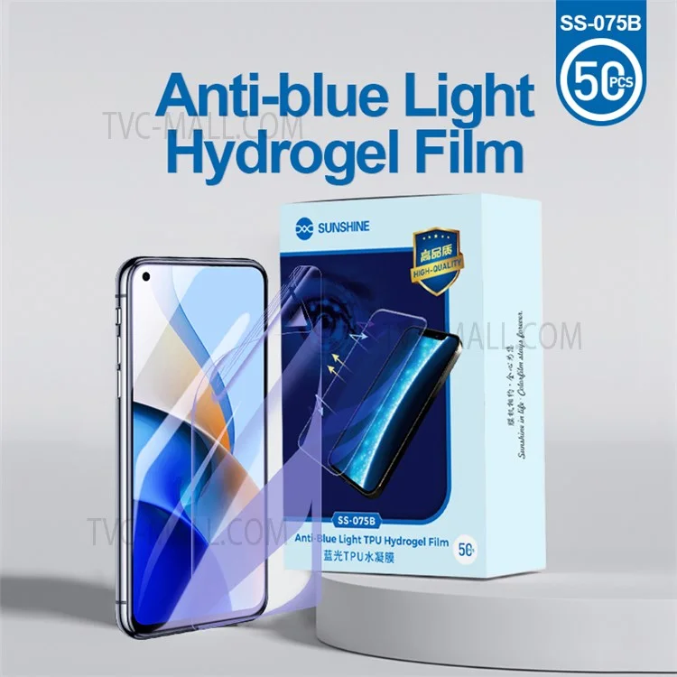 SUNSHINE SS-075B 50Pcs/Pack Anti-Blue-Ray Flexible Hydrogel Protective Film for SS-890 Cutting Machine, High-Quality  Front/Rear Phone Protectior Film for All Mobile Phones