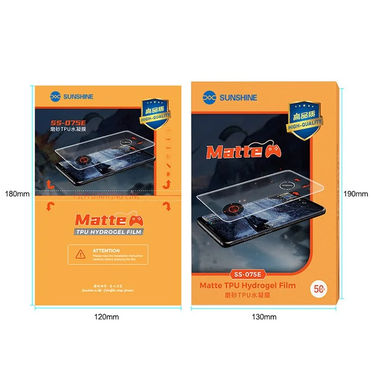 SUNSHINE SS-075E 50Pcs/Pack Matte Surface Flexible Hydrogel Protective Film for SS-890 Cutting Machine, Front/Rear Soft TPU Phone Protective Film for All Mobile Phones