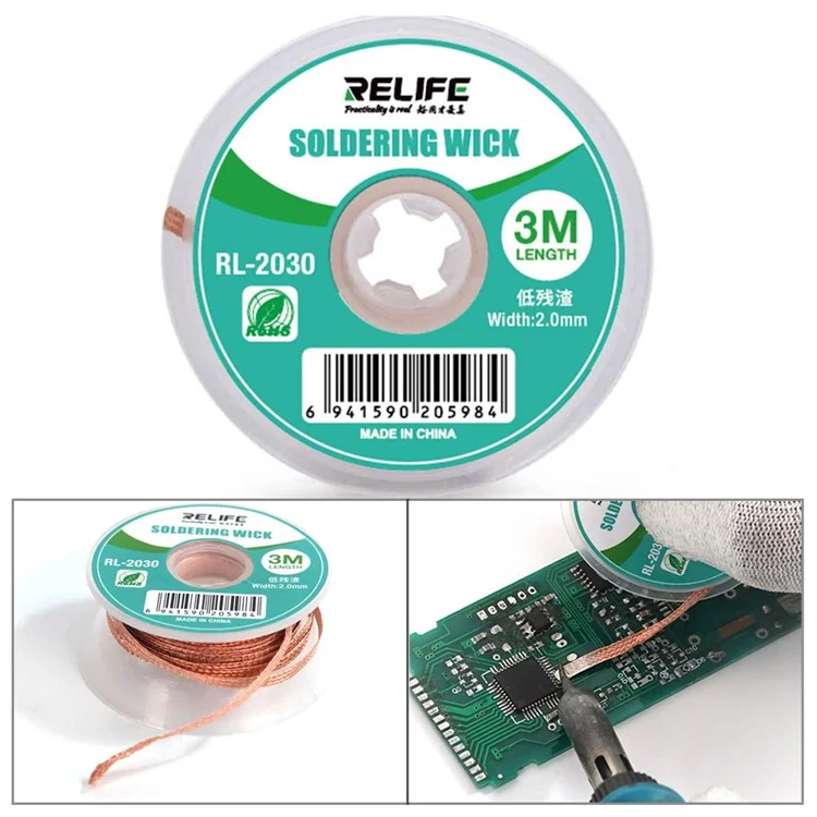 RELIFE RL-2030 Desoldering Wick Low Residue Solder Remover Tool Oxidation Resistant Effizientes Zinnentfernungswerkzeug