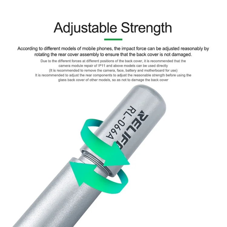 Cubierta trasera de cristal para teléfono móvil RELIFE RL-066A Pluma para disassemblaje Herramienta portátil mini para cubierta trasera de la cámara para carcasa trasera de smartphone