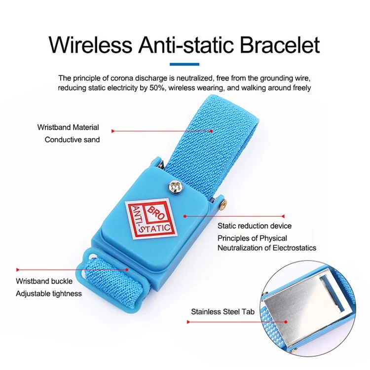SUNSHINE Cordless Wireless Adjustable Anti-Static Bracelet Wrist Band for Electronics Repair