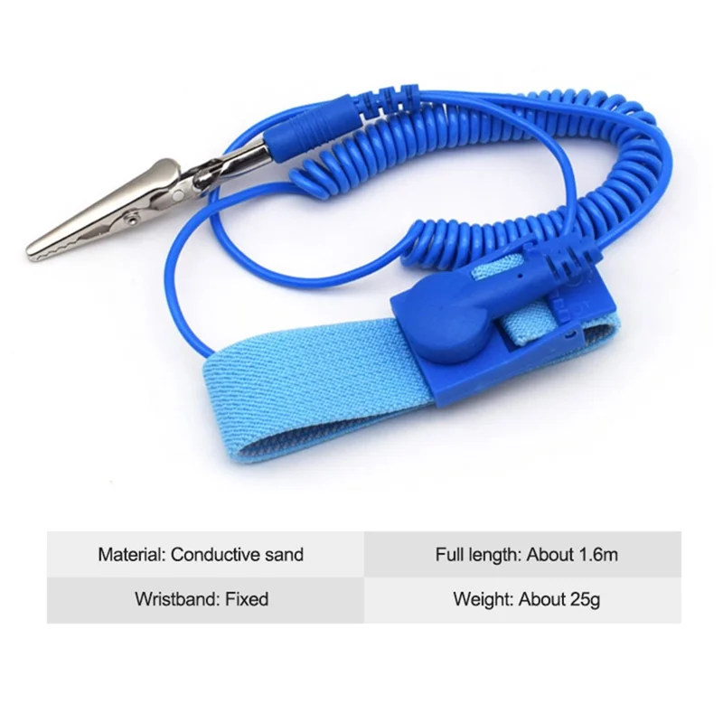 SUNSHINE 1.6m Wired Adjustable Anti-Static Bracelet Stretchable Wrist Band with Ground Wire for Electronics Repair