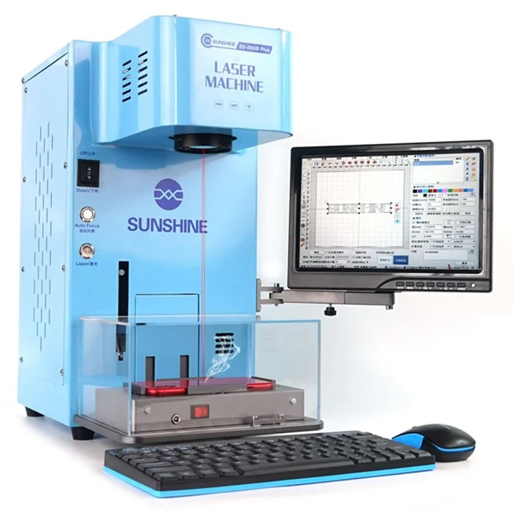 SUNSHINE SS-890B Plus Multi-functional Fiber Laser Marking Machine Mobile Phone Back Cover Remover Support Phone Wireless Control/Auto Focus - US Plug