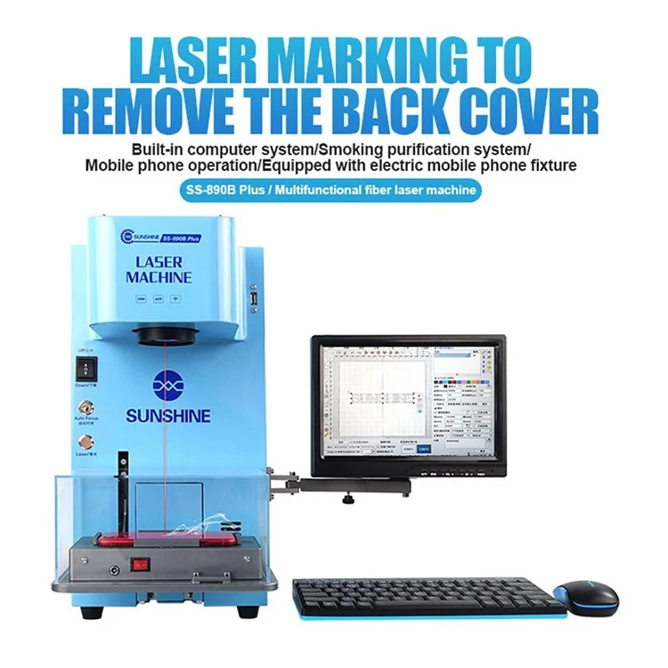 Sunshine SS-890B Plus Machine de Marquage Laser à Fibre Multifonctionnelle Téléphone Mobile Remover Remover Support Téléphone Contrôle Sans Fil / Focus Auto - Bouchon AU