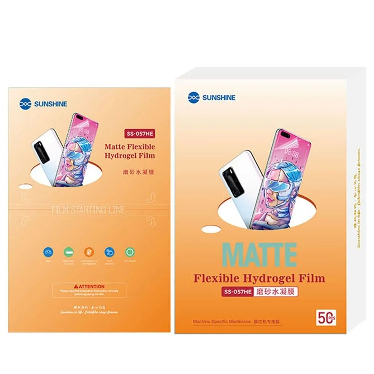 SUNSHINE SS-057HE 50Pcs/Pack Matte Surface TPH Front/Rear Hydrogel Film for SS-890 Cutting Machine