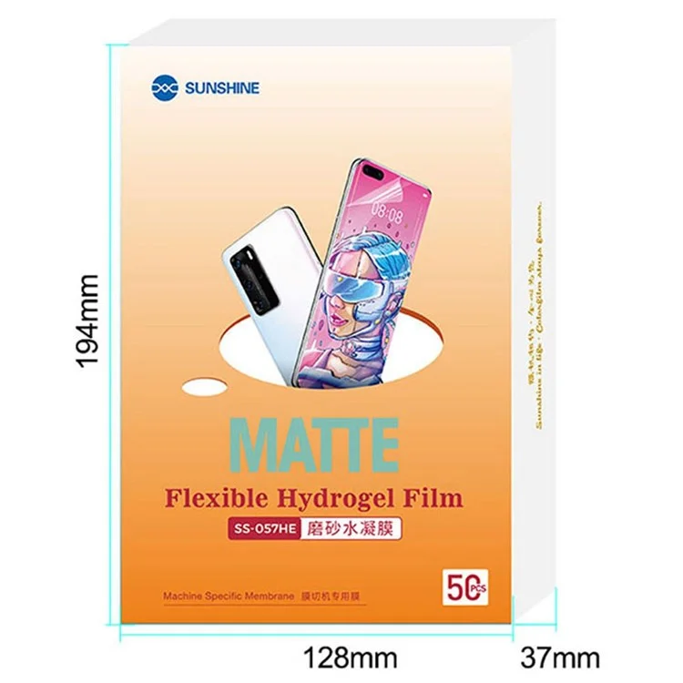 SUNSHINE SS-057HE 50Pcs/Pack Matte Surface TPH Front/Rear Hydrogel Film for SS-890 Cutting Machine