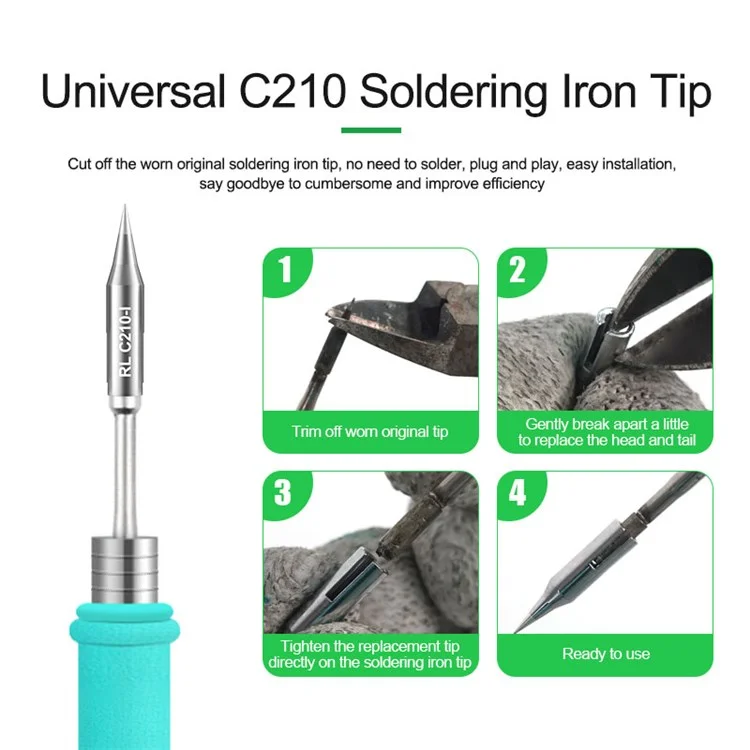 RELIFE RL-C210 Series Soldering Iron Tips Welding Head Replacement - RL-C210-I