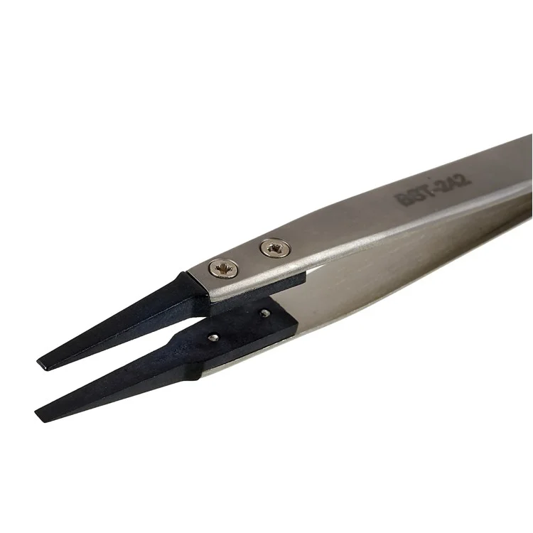 BEST BST-242 Pinças de Reparo de Aço Inoxidável com Cabo Anti-Estático PPS para Telefone Celular e Tablet