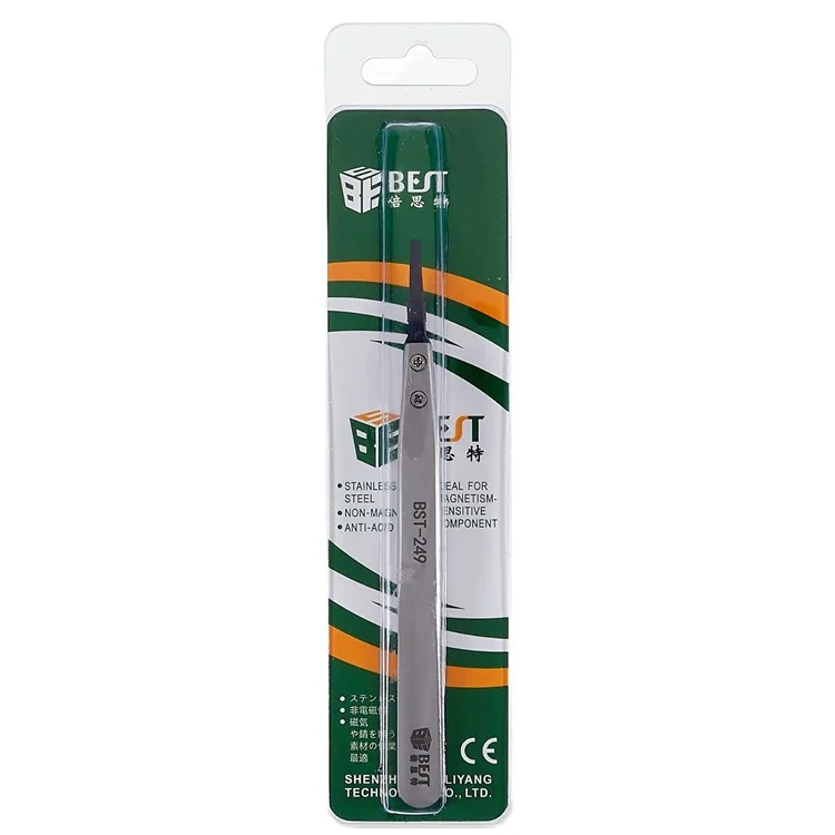 BEST BST-249 Professional Anti-Static Tweezers Mobile Phone Tablet Repairing PPS Plastic Head Tweezers