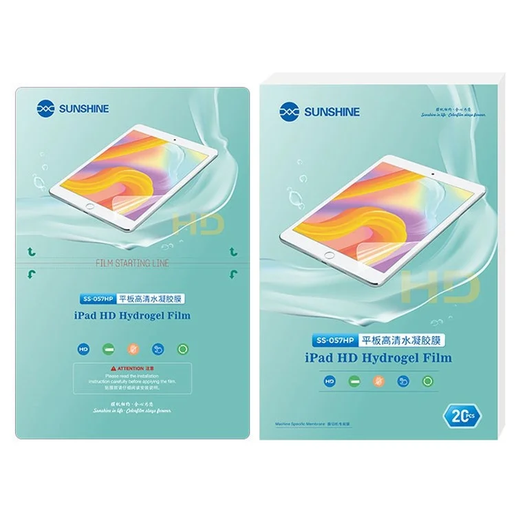 SUNSHINE SS-057HP 20 Blatt / Box Soft Hydrogel-Bildschirmschutzfolie für SS-890 Schneidemaschine, HD-klare Vollabdeckungs-TPH-Front-/Rückfilme für alle Modelle unter 11 Zoll