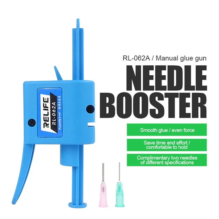 RELIFE RL-062A Manual Glue Gun with 2 Different Needle Booster Handheld Glue Guns for 10CC Syringe Oil, Solder Paste