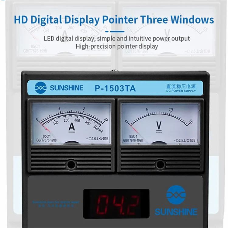 SUNSHINE P-1503TA 3A DC Regulated Power Supply Laboratory Test DC Power Supply Voltage Regulator Mobile Phone Repair Tool - EU Plug
