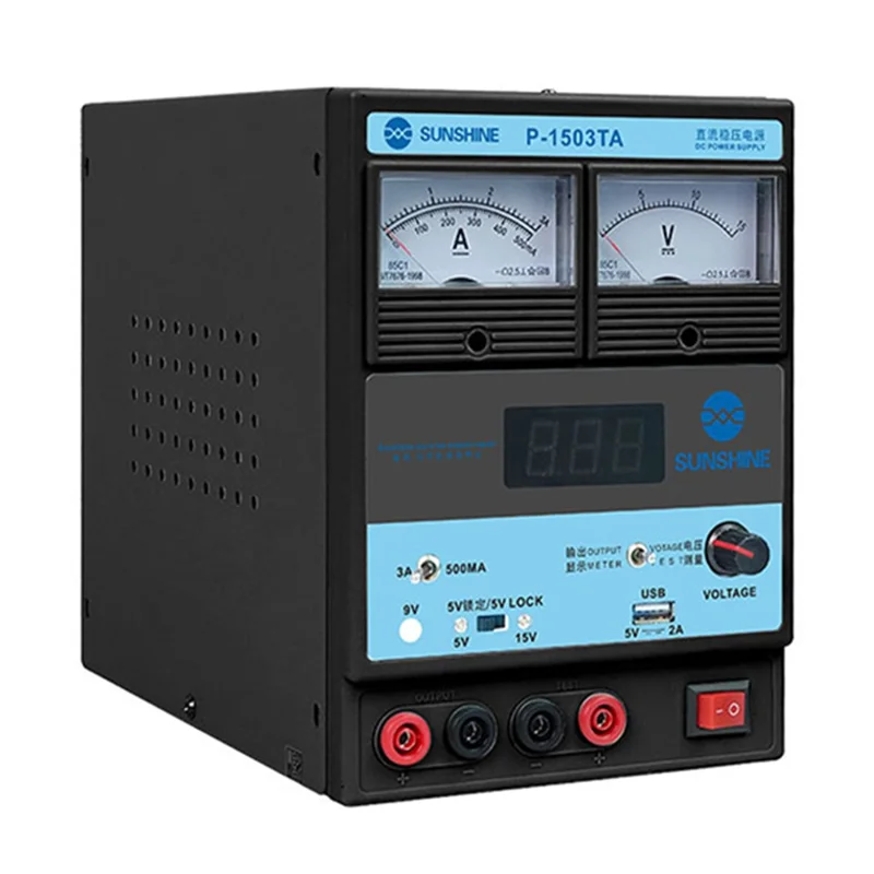 SUNSHINE P-1503TA 3A DC Regulated Power Supply Laboratory Test DC Power Supply Voltage Regulator Mobile Phone Repair Tool - US Plug