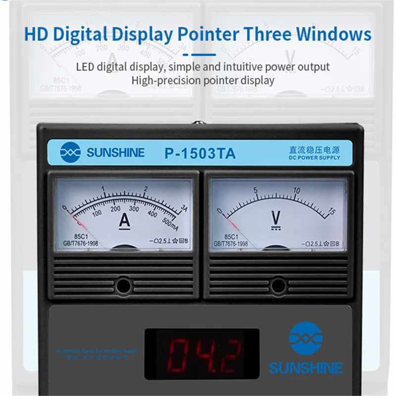 SUNSHINE P-1503TA 3A DC Regulated Power Supply Laboratory Test DC Power Supply Voltage Regulator Mobile Phone Repair Tool - US Plug