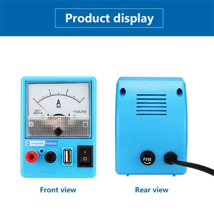 SUNSHINE P-0503C 3A 5V Mini DC Power Supply Phone Repair Regulated Power Supply Ammeter with Short Circuit Protection - EU Plug