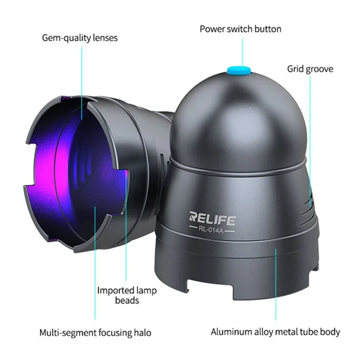 RELIFE RL-014A UV-Klebstoff-Aushärtungslampe 3 Gänge Automatische Zeitsteuerung LED Grünes Öl Klebstoff Aushärtungswerkzeug 