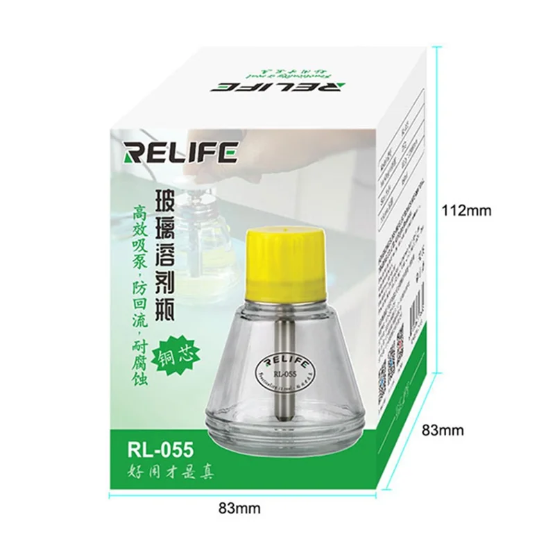 RELIFE RL-055 Empty Glass Water Bottle Copper Core Alcohol Bottle Metal Suction Pipe Pressing Type Automatic Water Bottle