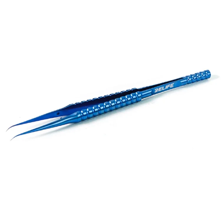 RELIFE RT-15B Curved Tip Tweezers Titanium Alloy 0.15mm Tip Precision Jump Wire Tweezers Hand Tool