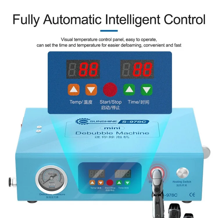 SUNSHINE S-978C Mini LCD Defoaming Bubble Remover Machine LCD Refurbishment Debubbler - Enchufe del Reino Unido