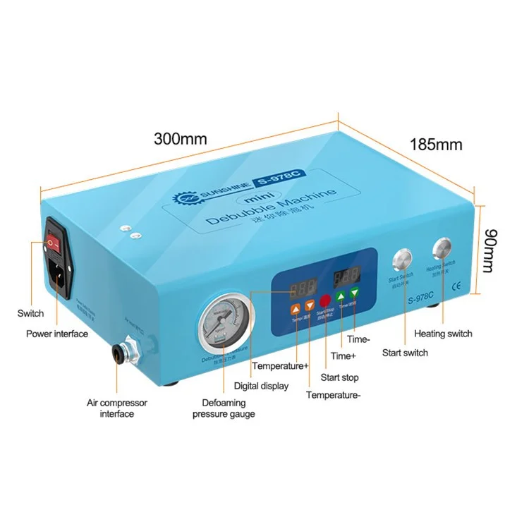 SUNSHINE S-978C Mini LCD Defoaming Bubble Remover Machine LCD Refurbishment Debubbler - Enchufe del Reino Unido