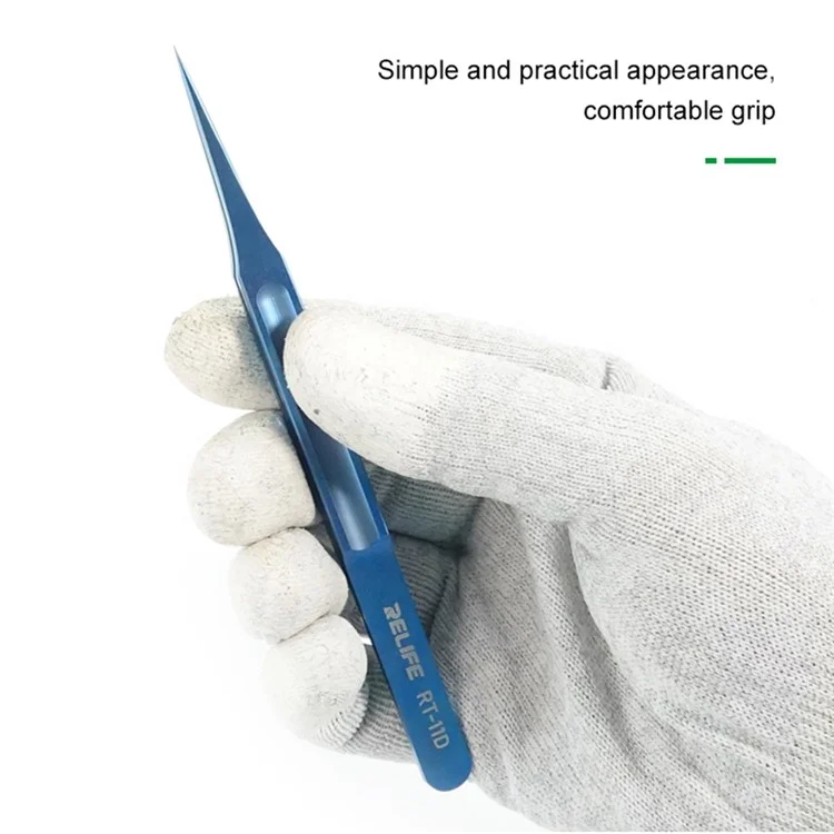 RELIFE RT-11D Ultra-lightweight Precision Tweezers Titanium Alloy Maintenance Tools for Mobile Repair - Straight Tip