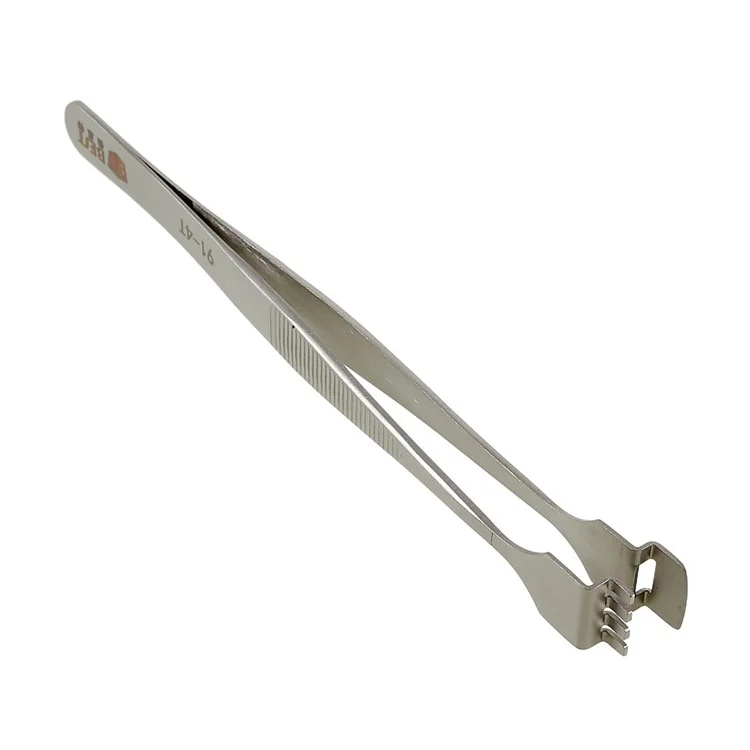 Bester BST-91-4T 1,2 cm Zahnförmiger Kristallwafer Pinzetten Edelstahl Wartung Reparaturwerkzeug Antistatik Modellherstellung Tool