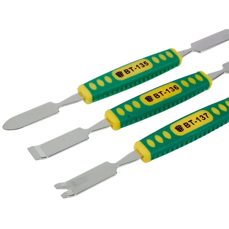 BEST 3Pcs / Set Metal Crowbar Phone Laptop Tablet Screen Opening Glue Removal Pry Tools with Plastic Handle