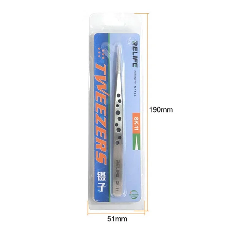 Refide SK-11 Tweezers de Tipa em Stelta Com Furos de Aço Sola Intelagente Precisão Tweezers Pabela de Circuito Lobro