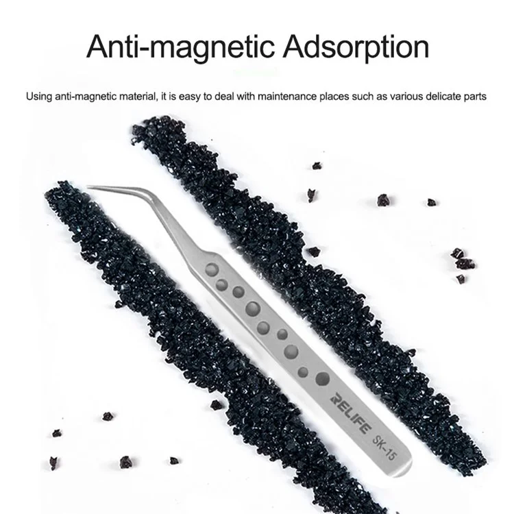 Refide SK-15 Tweezers Curnados Com Curvados Com Furos Antes Antignente Antimente Antimezeto da Ferramenta de Reparo de Reparo de Precisão